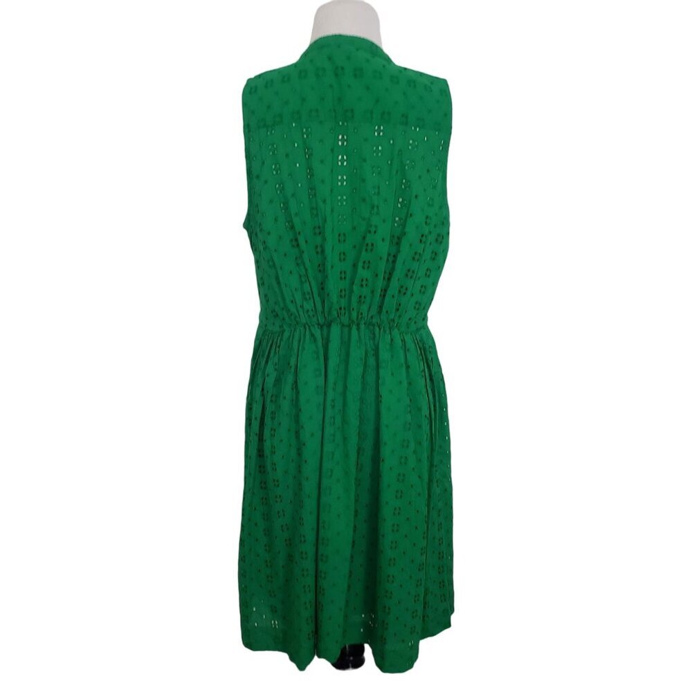 J Crew Factory Eyelet Shirtdress Cotton Sleeveless Button Front Womens Sz Medium - Picture 9 of 14